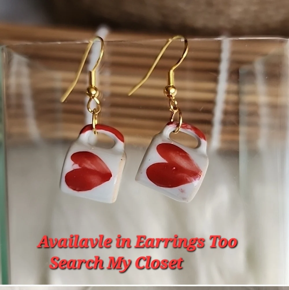 I Love Coffee NECKLACE Ceramic Mug 925S Plated 20 inch chain - Picture 5 of 5